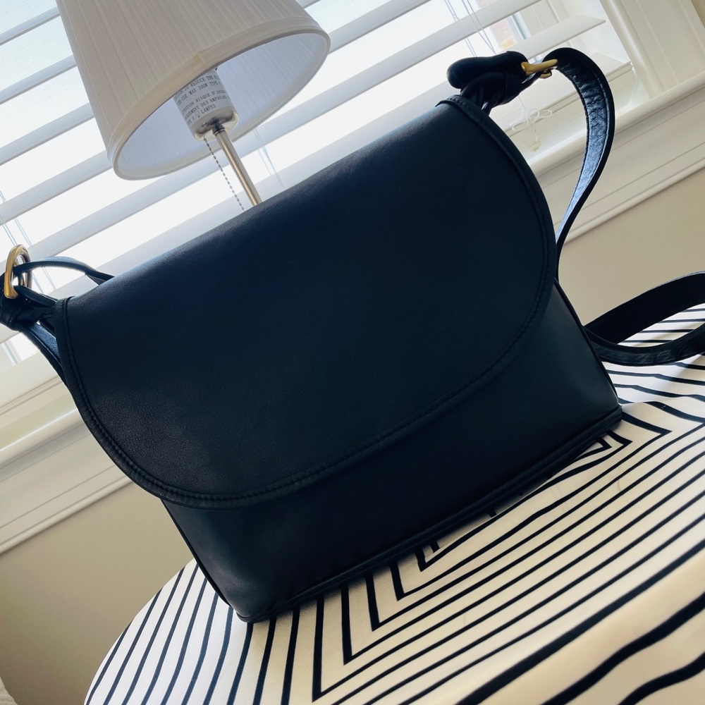 Vintage Coach Saddle Fletcher Black Crossbody Bag 4150